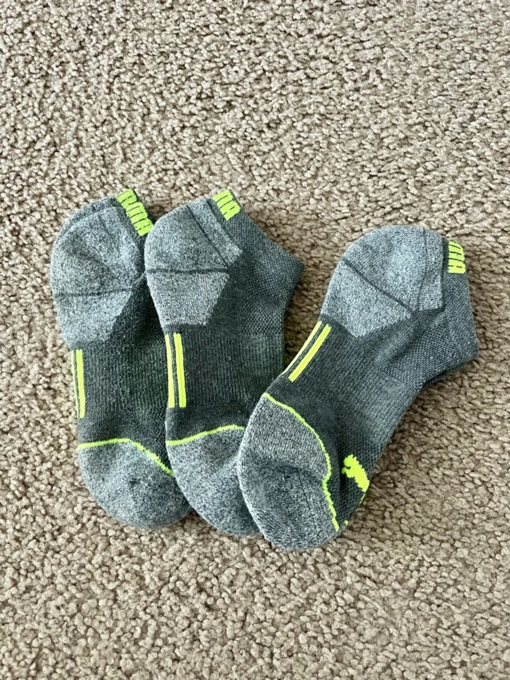 PUMA Unisex 3 pairs Ankle Socks Green Glow